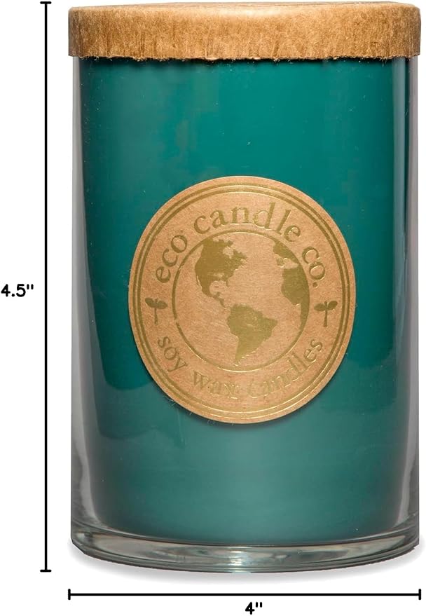 ECO CANDLE CO. Recycled Candle, Botanica, 26 oz. - Scents of Pine, Lavender, & Moss - 100% Soy Wax, No Lead, Kraft Paper Label & Lid, Hand Poured, Phthalate Free