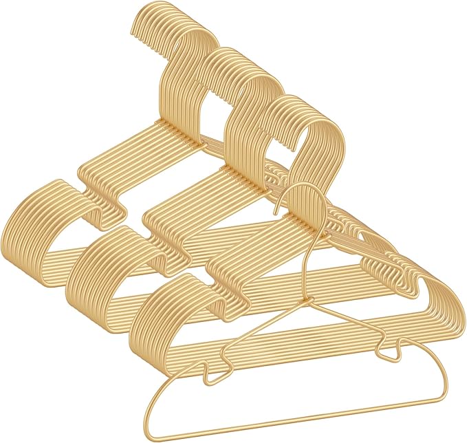 VWV Gold Aluminum Hanger, 30 Pack Baby Hanger，12.6 Inch Children Baby Hanger, Sturdy Metal Children Clothes Hanger for Wardrobe, Space-Saving Toddler Hanger