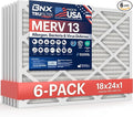 BNX TruFilter 18x24x1 Air Filter MERV 13 (6-Pack) - MADE IN USA - Electrostatic Pleated Air Conditioner HVAC AC Furnace Filters for Allergies, Pollen, Mold, Bacteria, Smoke, Allergen, MPR 1900 FPR 10