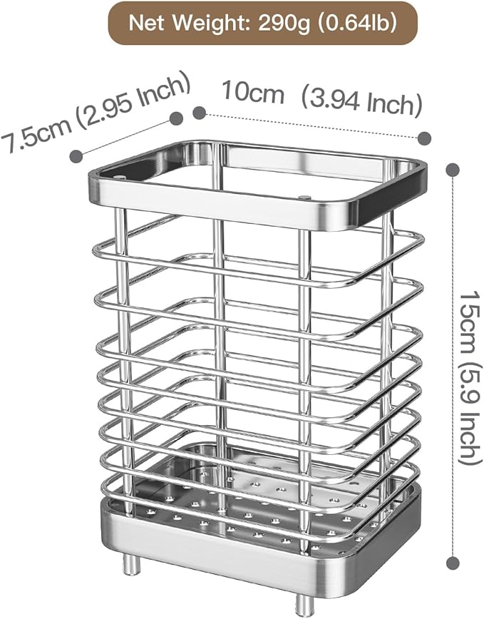 MAXCOOK Kitchen Utensil Drying Rack,304 Stainless Steel Chopsticks Spoon Fork Knife Drainer Basket Flatware Storage Drainer, Dish Drainer for Kitchen Counter