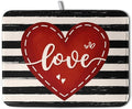 Kwlegh Valentine's Day Dish Drying Mat for Kitchen Counter 18x24 Black White Stripes Red Love Heart Dishes Drainer Mats Absorbent Dish Pad Large Dish Draining Mat for Coffee Bar