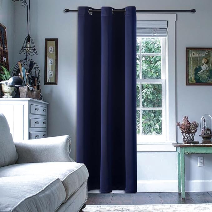 ChrisDowa Blackout Curtains 78 inches Long for Bedroom - Grommet Thermal Insulated Room Darkening Curtains for Living Room (1 Panel, Navy Blue, 42 x 78 Inch)