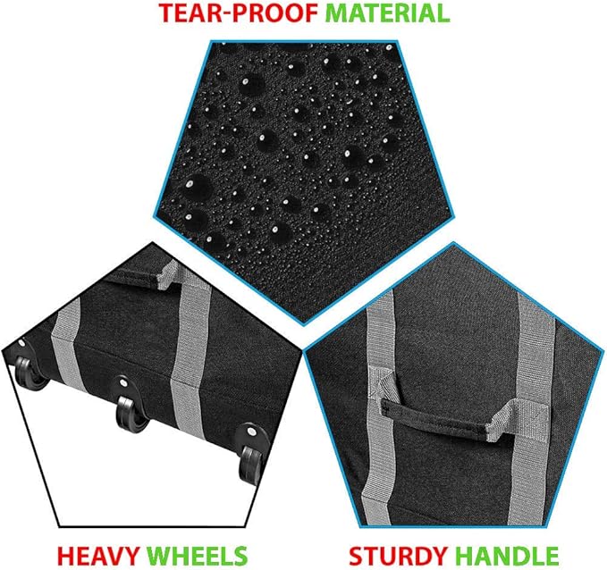 ProPik Rolling Christmas Tree Storage Bag, Fits Up to 9 Foot Tall Disassembled Trees, 25" X 25" X 60", Extra Large Heavy Duty Xmas Container with Wheels, Handles and Straps (Black)