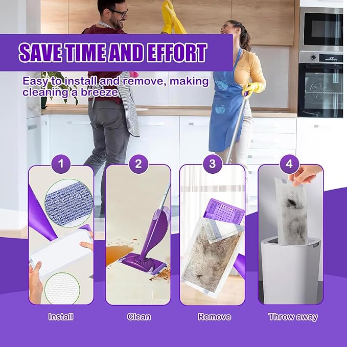 Mop Pad Refill Compatible with WetJet Spray Mop, Wet Jet Mopping Pads for All Purpose Multi Surface Hardwood Floor Cleaning, 4 Layers Thickened and Super Absorbent, 80 Count. (80)