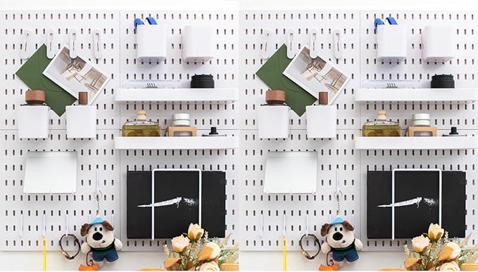RIVTUN Wall-Mounted Pegboard Kit, 50.4" x 25.2" Organizer Panel – Large, Cost-Effective & Nail-Free Installation White
