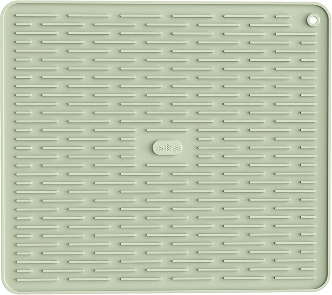 ME.FAN Silicone Dish Drying Mat for Kitchen Counter, Dish Drying Pad for Sink, Refrigerator or Drawer, Countertop Protection Pad L - 18''×16'' - Desert Sage