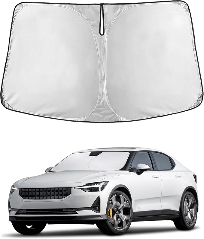 EcoNour Windshield Sunshade for Polestar 2 2020–2025 | Custom Fit Front Window Sun Shade | Blocks Harmful UV Rays & Reduces Heat | Foldable Sun Visor with Storage Pouch