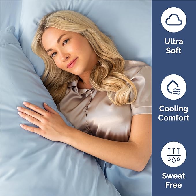 King 6 Piece Sheet Set - Comfy Breathable & Cooling - Ultra Soft Hotel Luxury Bedding Set w/ 8-16 Inch Deep Pockets - 1 Flat & 1 Fitted Sheet & 4 Pillowcases - Wrinkle Free and Easy Care - Sky Blue