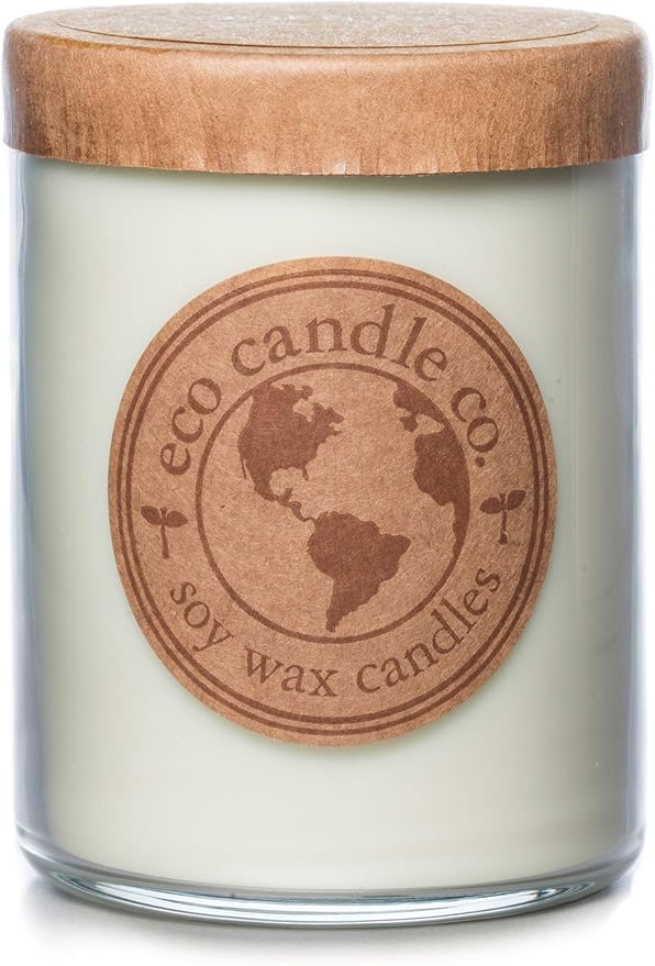 ECO CANDLE CO. Recycled Candle, Oakmoss, 18 oz. Double Wick - Scents of Citrus, Floral, Oakmoss, & Patchouli - 100% Soy Wax, No Lead, Kraft Paper Label & Lid, Hand Poured, Midwest Grown Soybeans