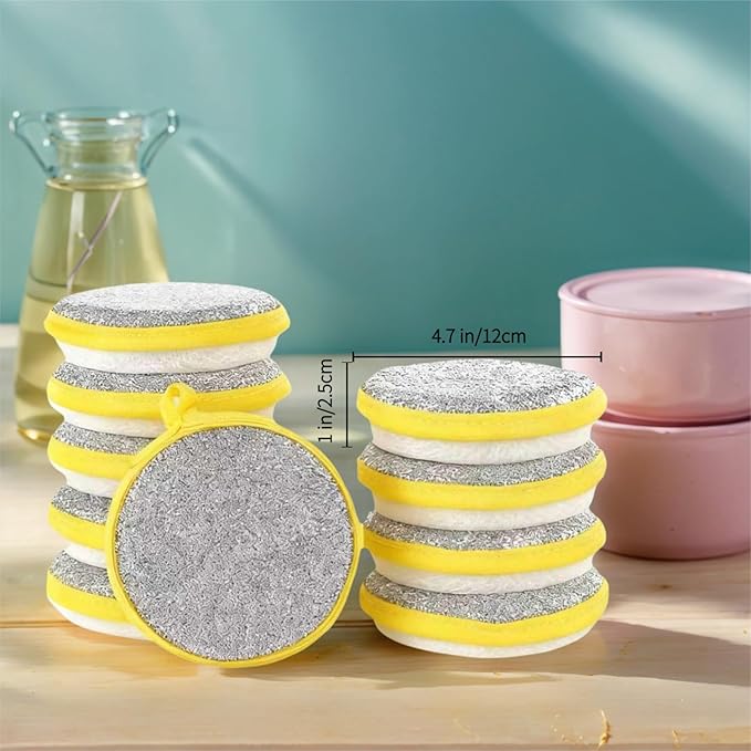Nrubweal Double Sided Dish Sponges, Extra Thick 2.5cm Scrub Sponges Non Scratch for Kitchen, Heavy Duty Scouring Pads with Handle Hole for Dish Washing, Sink & Stove Cleaning (10 Pack)