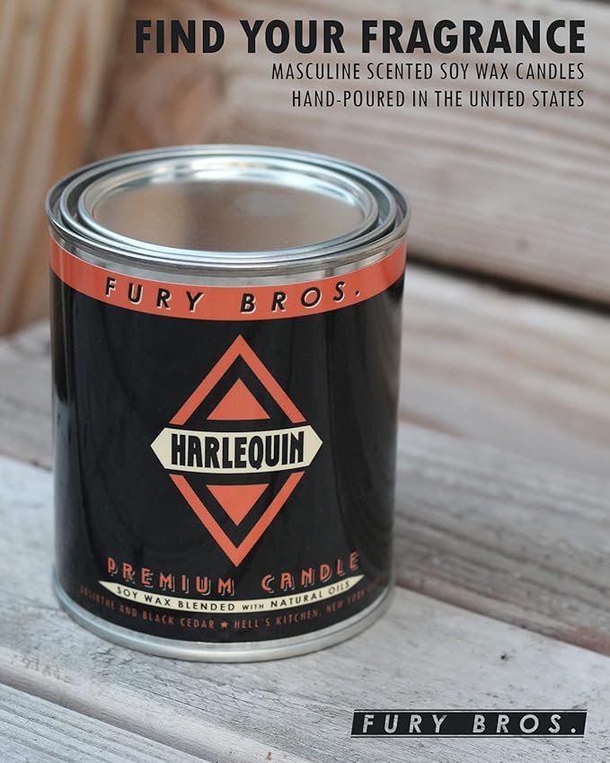 Long-Burning, One-Pint Premium Candles for Men | Vintage Inspired Oil Can Design | Lexington - Kentucky Bourbon & Oak | Soy Wax, Vegan Friendly, Made in The USA | Fury Bros. | Classically Cool
