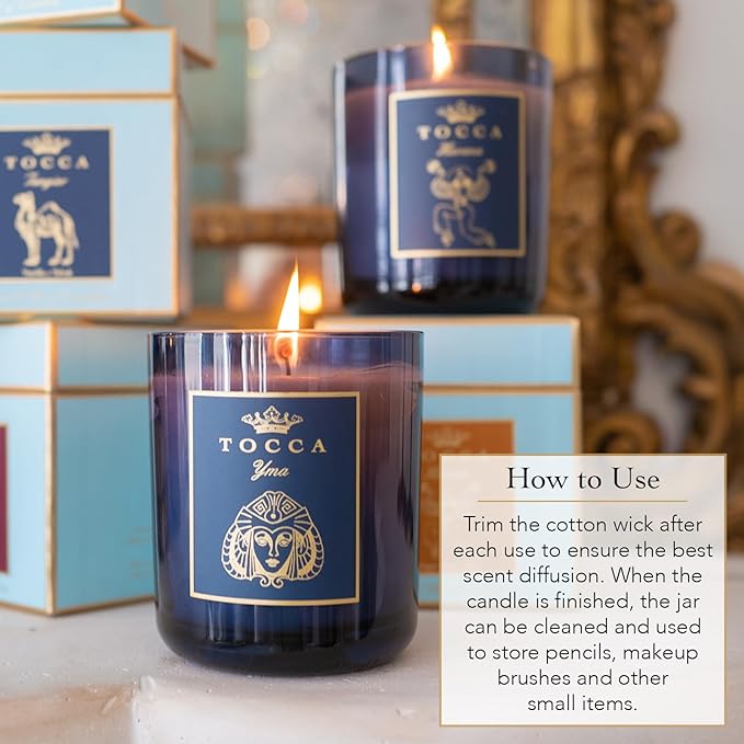 TOCCA Havana 10oz Candle- Sugar Cane & Rum Scented, Hand Poured Soy-Wax Blend with 100% Cotton Wick, 60 Hour Burn Time