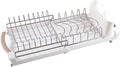 Dish Drying Rack Compact Expandable - A Space-Saving, Stainless Steel, Rust-Resistant Dish Drainer for Kitchen and Apartment Countertops/Sink Cabinets, Extendable from 11.42 to 19.9 inches (White)