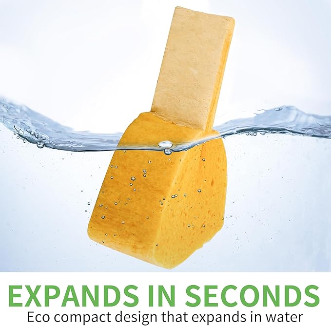 10 Count Compostable Thicker Pop-Up Sponges - Expanding, Non-Scratch, Plant-Based Cleaning Sponges Car Wash Sponge