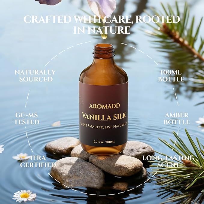 Vanilla Silk Diffuser Oil Inspired by Luxury Hotel Scent 6.76 Fl Oz (200ml), Aroma Diffuser & Hotel Fragrance Diffuser Oil, Essential Oil Diffuser for Aromatherapy, Long-Lasting
