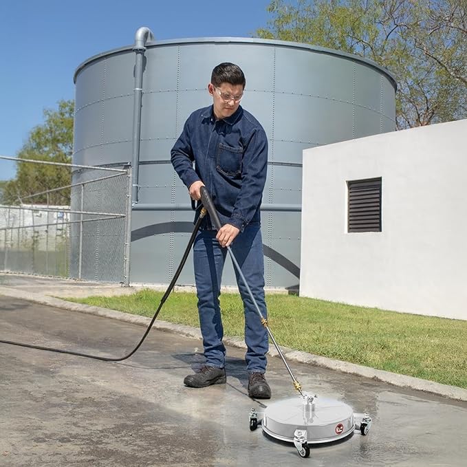 Wexo Palindrog 14" Pressure Washer Surface Cleaner with 4 Wheels, Stainless Steel Power Washer Surface Cleaner for Driveways Sidewalks Patios, 1/4" Quick Connector, 2 Extension Wand, 4000 PSI