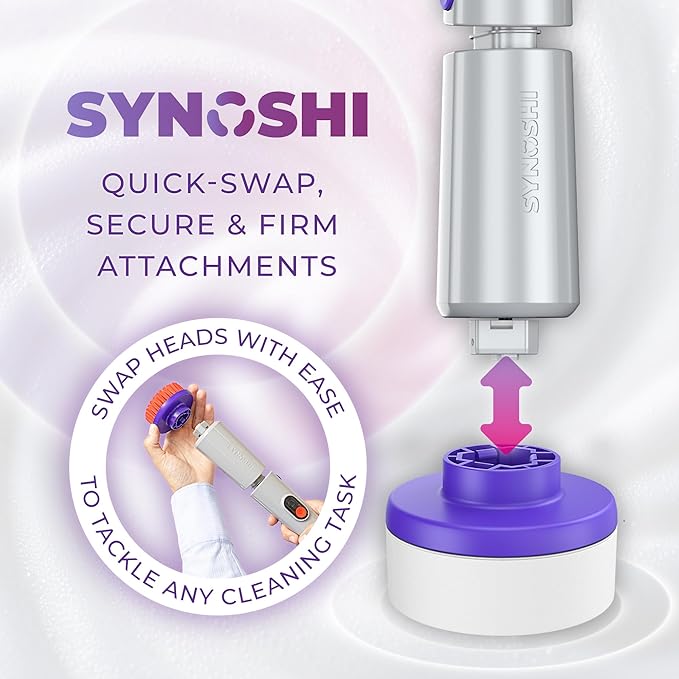 SYNOSHI PRO Electric Spin Scrubber, Cordless Cleaning Brush Bathroom Scrubber. Waterproof Shower Cleaner Brush with Adjustable Angles, 2 Speed, 180Min Work Time for Floor, Bathtub, Kitchen, Car, Tub