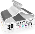 HOUSE DAY Heavy Duty Plastic Hangers 30 Pack, Non Slip Clothes Hangers with Rubber Pads and 360° Hook - Thin 0.2 Inch, Space Saving Coat Hanger White, Closet Organizer for Shirt, Pants, Suit, Skirt