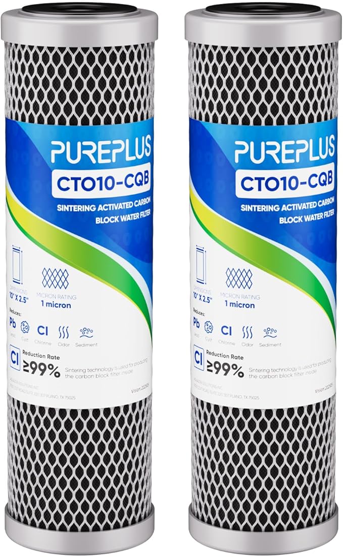 1 Micron 2.5"" x 10"" Whole House CTO Carbon Water Filter Cartridge Replacement for Under Sink Water Filter System, Dupont WFPFC8002, WFPFC9001, FXWTC, SCWH-5, WHEF-WHWC, WHCF-WHWC, AMZN-SCWH-5,2Pack