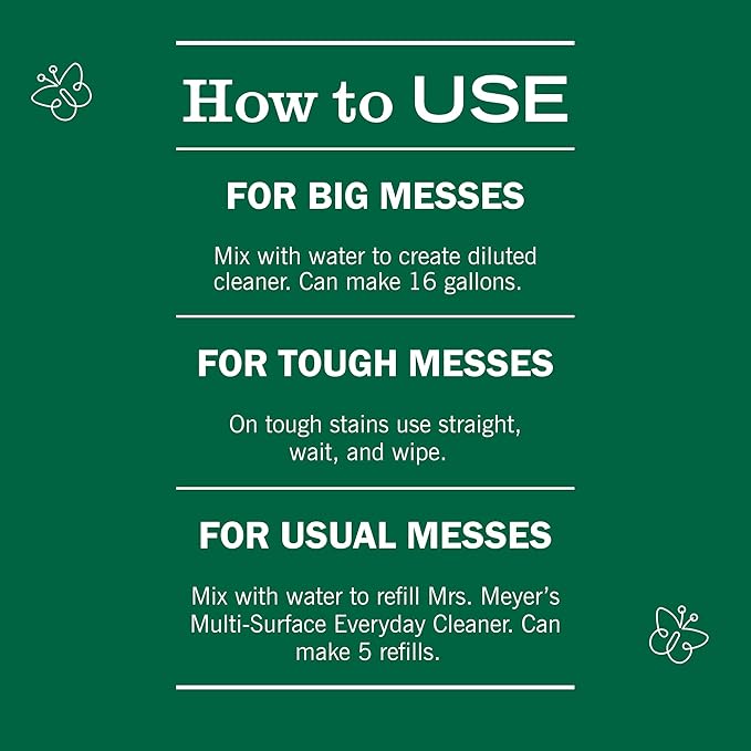 MRS. MEYER'S CLEAN DAY Multi-Surface Cleaner Concentrate, Use to Clean Floors, Tile, Counters, Basil, 32 fl. oz