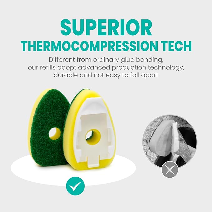 Dish Wand Refills Sponge Head with Hole,Non Scratch Dishwand Refill Heavy Duty Replacement Head,Soap Control Dispensing Scrubbers for Kitchen,Pans,Dishwasher Tools,Compatible Sponges Scrub with Handle