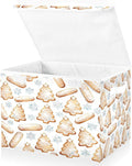 Christmas Tree Cookies Snowflakes Storage Bins with Lids Foldable Storage Basket with Handles Collapsible Large Fabric Organizer Containers for Clothes Shelves Closet Office Home