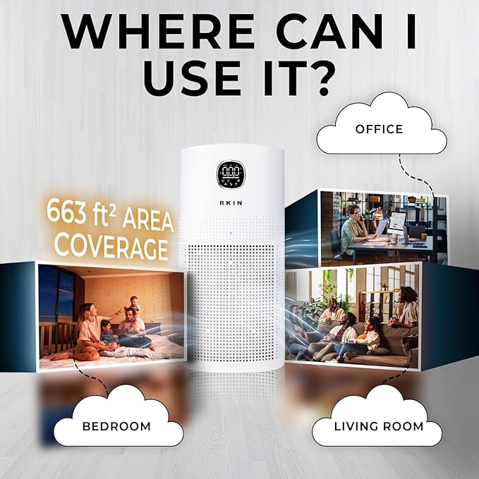Smart Air Purifier Bundle with 3+ Year Filters – WiFi & App Control, PM2.5 Monitor, Large Room Air Cleaner for Pets, Smoke, Odors & Pollen – Covers Up to 663 sq ft with Auto, Turbo & Quiet Sleep Mode