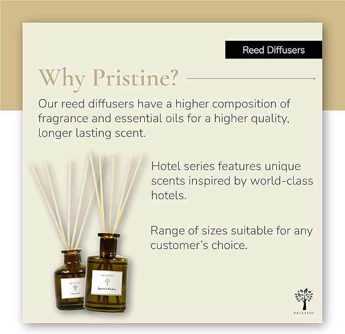 PRISTINE Lavender Dream Reed Diffuser for Home | Fresh Lavender & Eucalyptus Room Fragrance Reed Diffusers, Oil & Room Diffusers with Reeds Stick Set | Home Fragrance Scent Diffuser for Relaxation