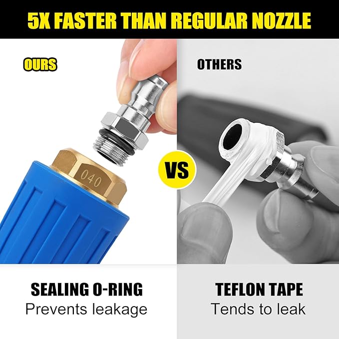 Turbo Nozzle Pressure Washer, 4000 PSI Max. 4.0 GPM Rotating Turbo Nozzle with 1/4'' 3/8'' Quick Connect Power Washer Turbo Nozzle for Garden Car Concrete Brick Vinyl Surface Outdoor Use