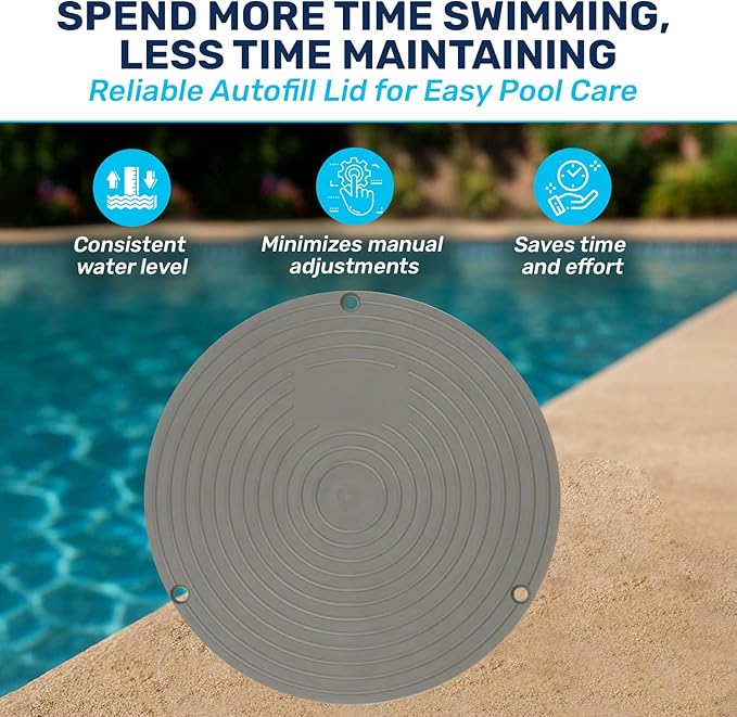 RV204G 7-1/6" Pool Miser Grey Autofill Lid | Water Leveler Lid | Direct Replacement for RP-204G | Essential Pool Maintenance Accessory (Grey)