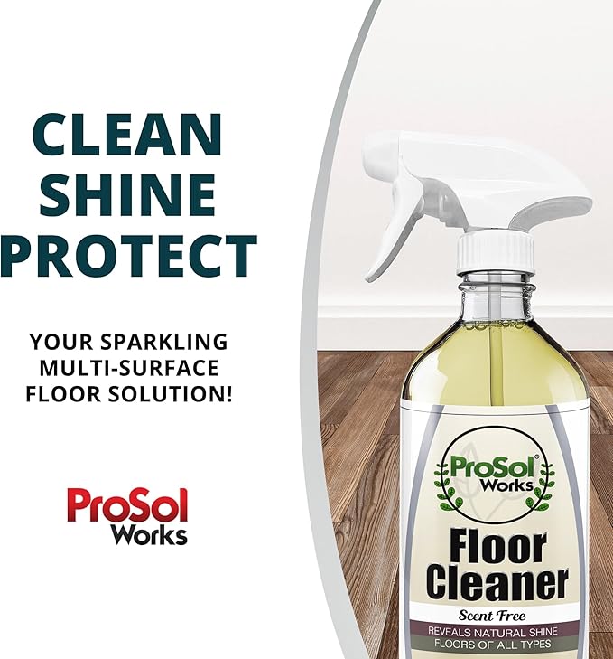 PROSOL WORKS Wood Floor Cleaner 16 oz - Floor Cleaning Spray Great for Various Floor Types Like Tile, Linoleum, Vinyl, Laminate Flooring & Hardwood - Surface Cleaner for Floors, Stain, Dirt & Grime