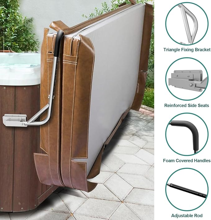 Spa Cover Lifts, Stainless Steel Hot Tub Cover Lift &Pivot Top Mount Spa Removal System Reinforced Bracket, Hot Tub Cover Lifter fits Most Hot Tub Sizes Spa Cover Lift