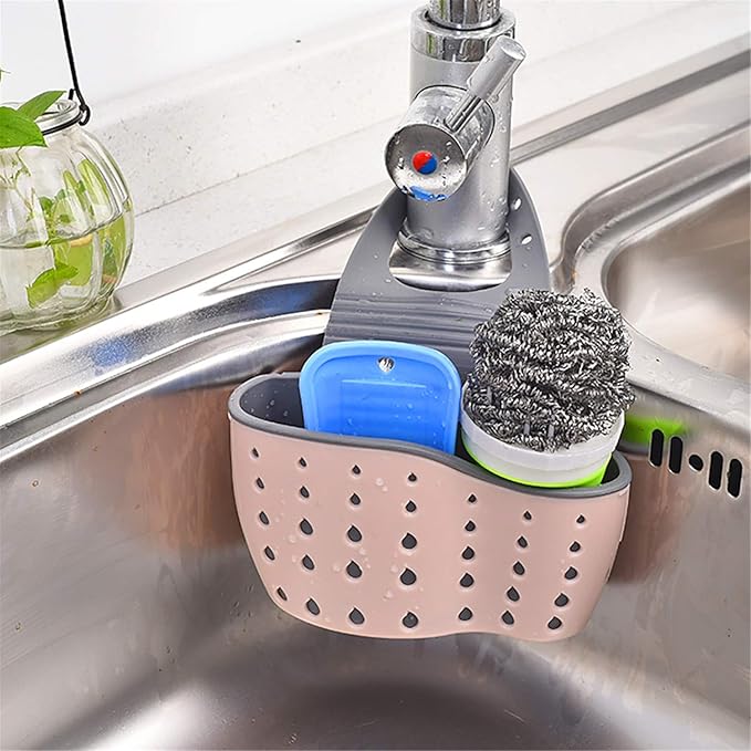YYaaloa Sink Basket Sink Strainers Basket Kitchen Drain Shelf Sink Storage Holder (style 2- Pink)