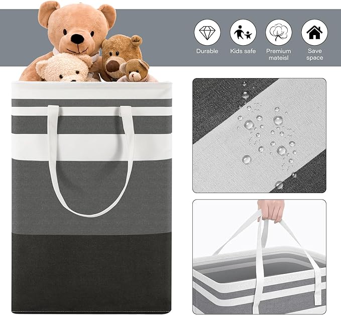 Valueest 75L Large Laundry Basket (3-Pack) – Collapsible, Freestanding Clothes Hamper with Handles – Waterproof Storage Organizer for Laundry, Toys & Clothes – Space-Saving Gradient Gray