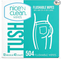 Nice 'N Clean Adult Flushable Wipes (12 x 42 Count) | Personal Cleansing Wipes Made from Plant-Based Fibers | Infused with Aloe & Vitamin E