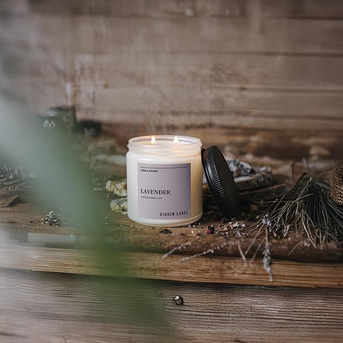 Hidden Label Lavender Scented Candle, 12oz 2 Wick Natural Candles Soy Non Toxic, Clean Burning Long Lasting Aromatherapy for Home Scented | Gifts | Décor,Premium Scents for Relaxation & Stress Relief