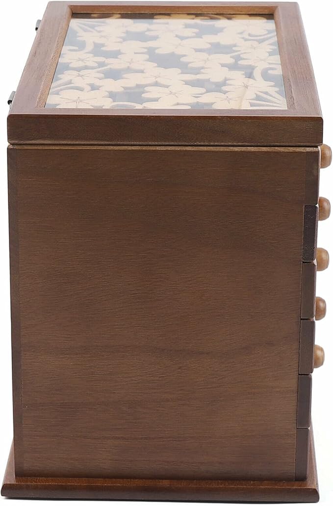 6-layer Jewelry Box Organizer, Lucky Four Leaf Clover Rustic Wooden Jewelry Boxes & Organizers,Jewelry Storage for Rings Earrings Necklaces Bracelets Christmas New Year Gift