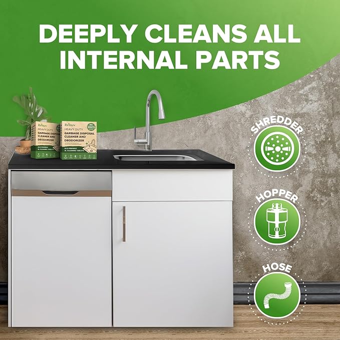 Renuv® Dishwasher Cleaner + Garbage Disposal Cleaner - Heavy Duty Kitchen Appliance Deep Cleaning, Descaling and Deodorizing, (12 Tablets of each)