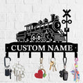 Personalized Train Metal Keys Hooks,Custom Name Metal Train Keys Hooks,Black Metal Train Wall Home Storage Decorative Keys Hooks,Key Holder Hooks for Wall (Style J)