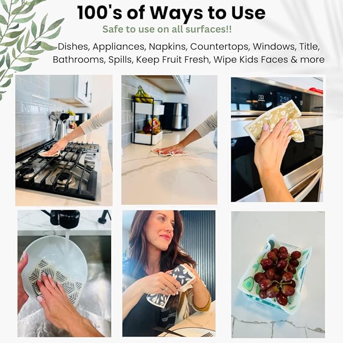 Harps&Seb Swedish Dishcloths for Kitchen Dish Towels - 5 Pack, Non-Scratch Reusable Paper Towels, Super Absorbent Washable Swedish Dish Cloths, No Odor, Biodegradable, Home Design