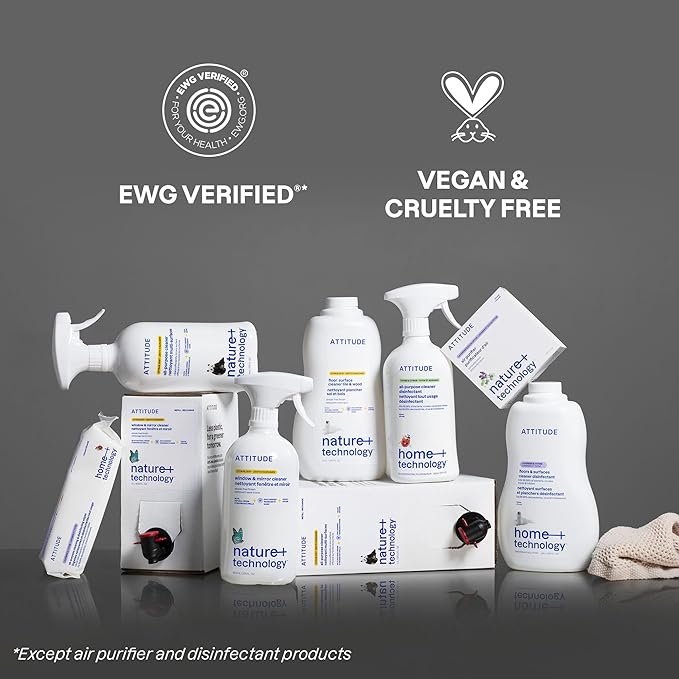 ATTITUDE All-Purpose Cleaner Refill, EWG Verified, Plant-Based & Vegan, Multi-Surface Cleaning Spray, Citrus Zest, 135.26 Fl Oz