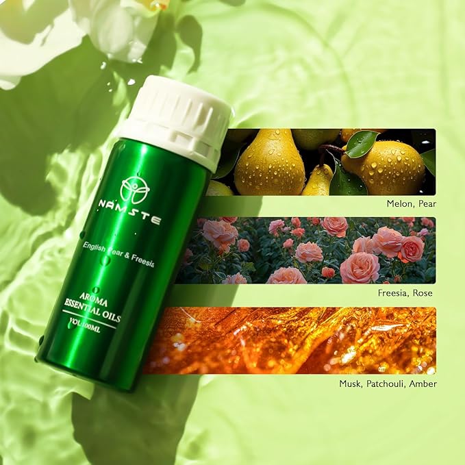 Essential Oil Blend - English Pear & Freesia 3.38 Fl Oz - Premium Essential Oils for Diffusers & Humidifiers for Home (Pear, Freesia, Rose, Musk)