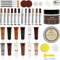DEWEL Wood Furniture Repair Kit 40 Pcs, 12 Colors Wood Filler and Touch Up Markers, Wooden Putty and Polish Wax, Repair Scratch, Cracks, Hole, Stains for Hardwood Floor, Table, Laminate, Cabinet