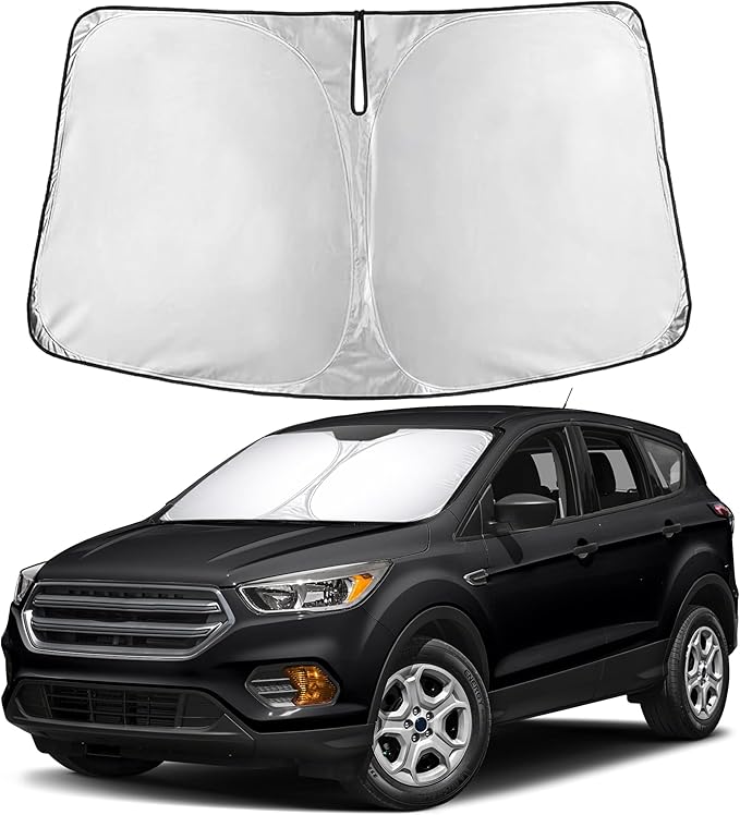 EcoNour Windshield Sun Shade Compatible for Ford Escape 2013–2017 2018 2019 | SUV Front Window Sunshade | Foldable 4-Layer Sun Visor Protector | Blocks UV Rays & Keeps Interior Cooler