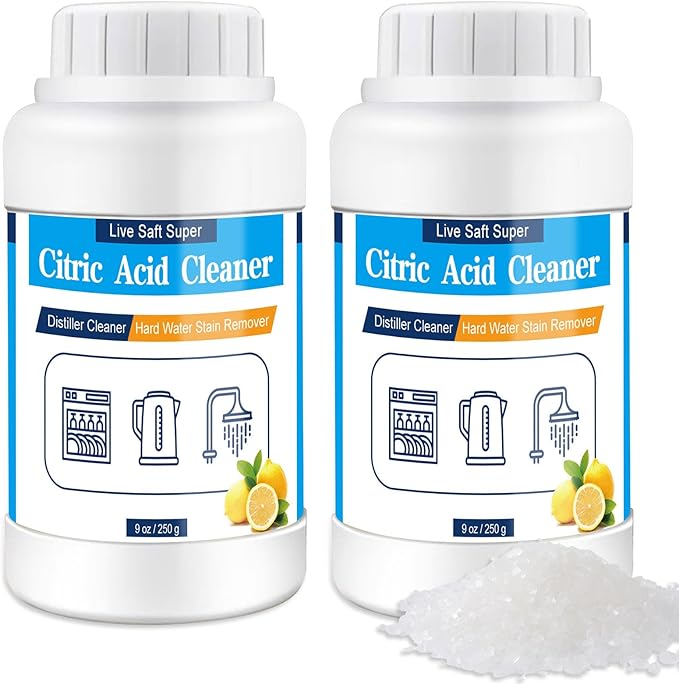Live Saft Super Distiller Descaler Citric Acid Cleaner - 1 Lb Bulk Citric Acid Powder for Cleaning Water Distillers, Hard Water Stain Remover for Hot Water Dispenser Electric Kettle