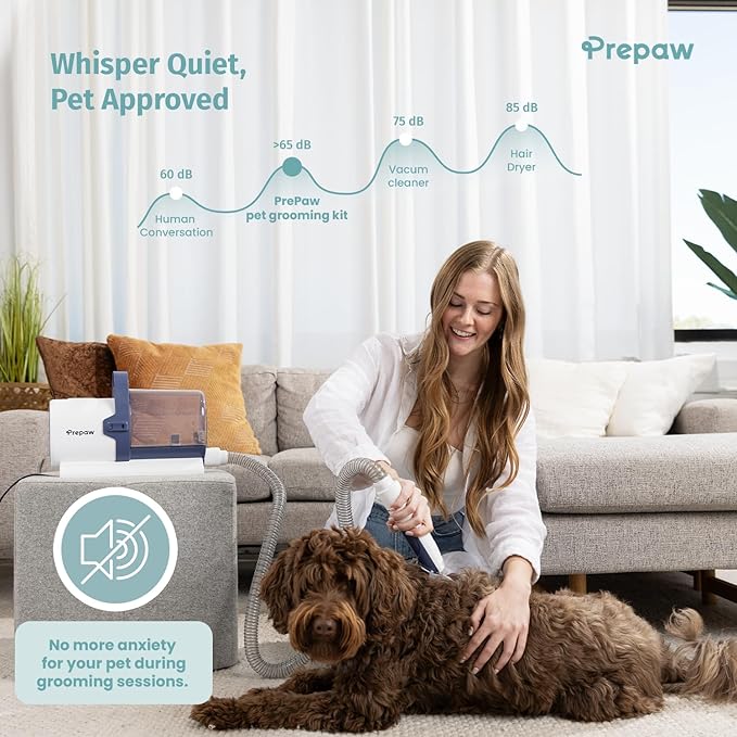 Prepaw Premium Pet Grooming Kit with Vacuum, 11000Pa Suction Power, 2.5L Dust Cup, 7 Grooming Tools, Cordless Paw Trimmer, Nail Grinder, Large Capacity Dust Cup, Whisper Operation, USA Design