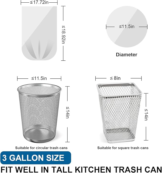 T.FORING 3 Gallon Trash Bags Drawstring 0.96 Mil - 120 Count 12 Liter Small Garbage Bags for Bathroom, Strong White Unscented Plastic Wastebasket Bin Liners for Toilet Office and Bedroom