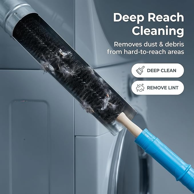 Universal Dryer Vacuum Attachment,Dryer Vent Cleaner Kit with Long Flexible Hose & Brush, Fits All Vacuums for Deep Cleaning Lint, Debris from Dryer Vent, Refrigerator Coils & Tight Spaces.
