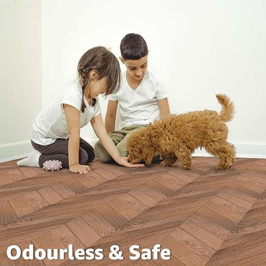 Art3d 10-Pack Herringbone Peel and Stick Vinyl Floor Tiles, 12" x 12" Self Adhesive Waterproof Wood Flooring Plank for Living Room, Kitchen, Bathroom, Bedroom, Cover 10 Sq. Ft, Brown