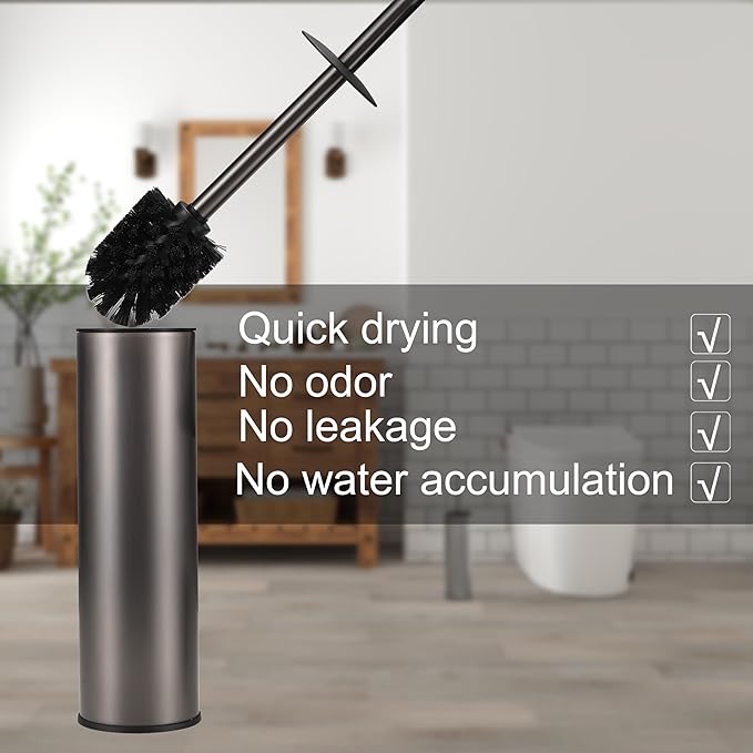 KLDKLD Toilet Brush and Holder Set Premium Material Toilet Bowl Cleaner Free Standing Toilet Bowl Brush and Holder 1pack Gun Grey